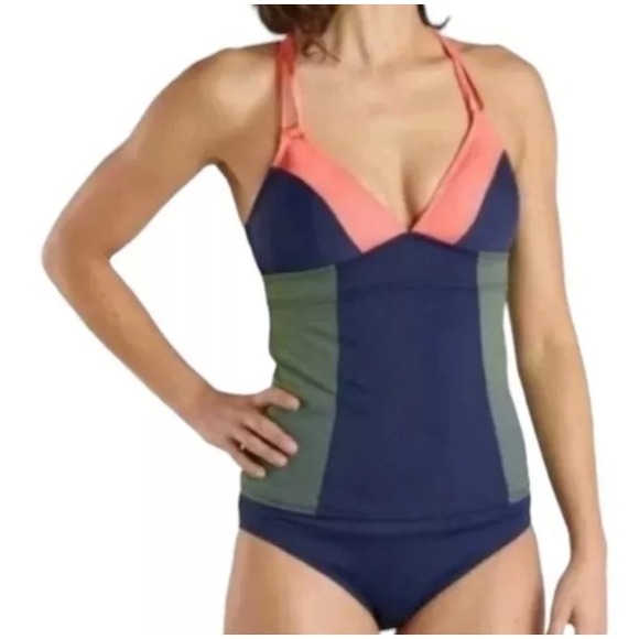 Title‎ Nine Kuapapa Color Block Tankini Racerback Swimsuit Top Small Sporty - Picture 1 of 14
